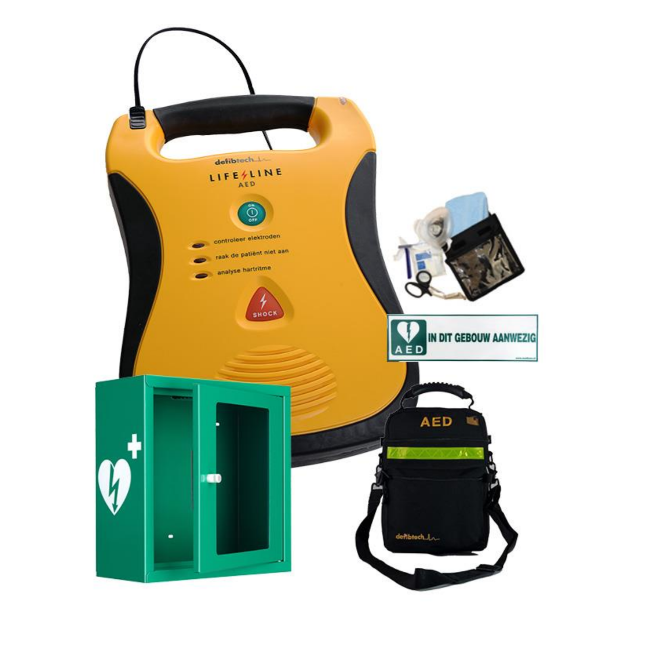 Defibtech Lifeline AED Pakket Binnen + Kast